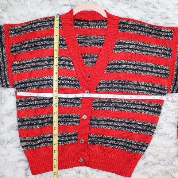 SOLD Vintage Front Button Striped Cardigan Sweater - Picture 3 of 7